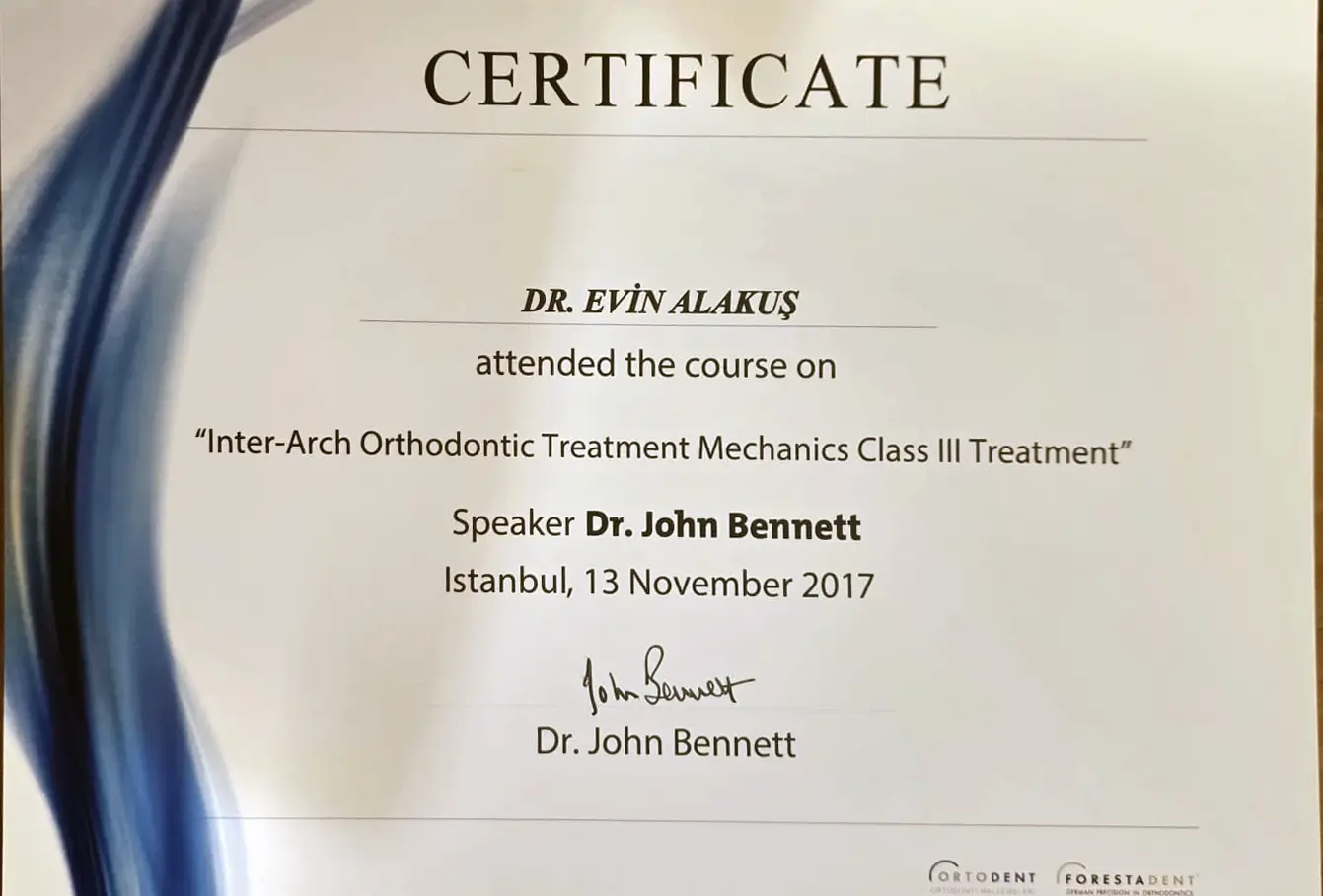 Inter-Arch Class III Treatment Mechanics katılım sertifikası