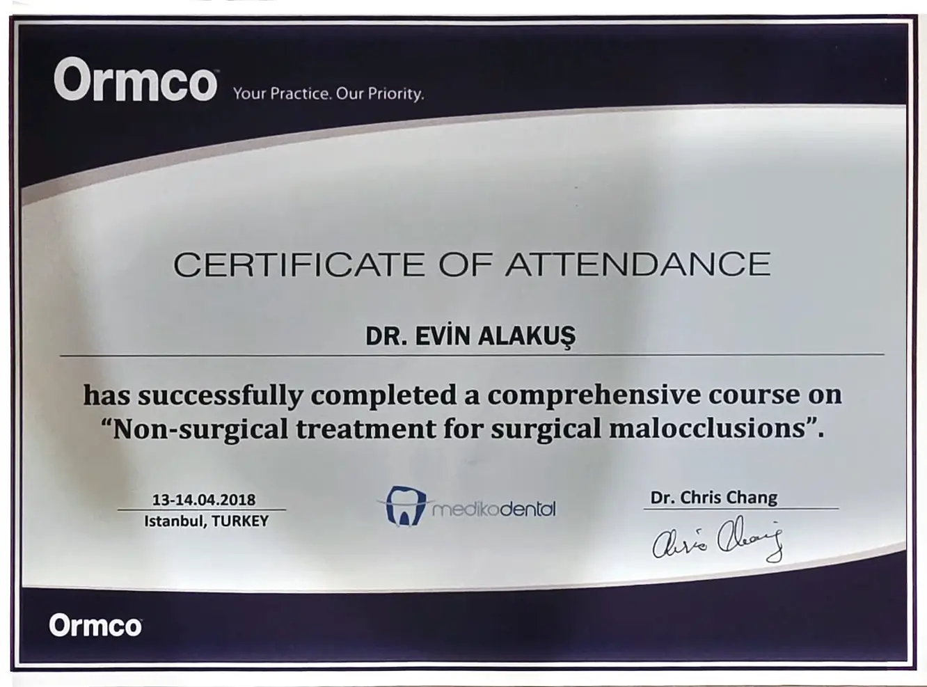 Non-surgical Treatment for Surgical Malocclusions katılım sertifikası