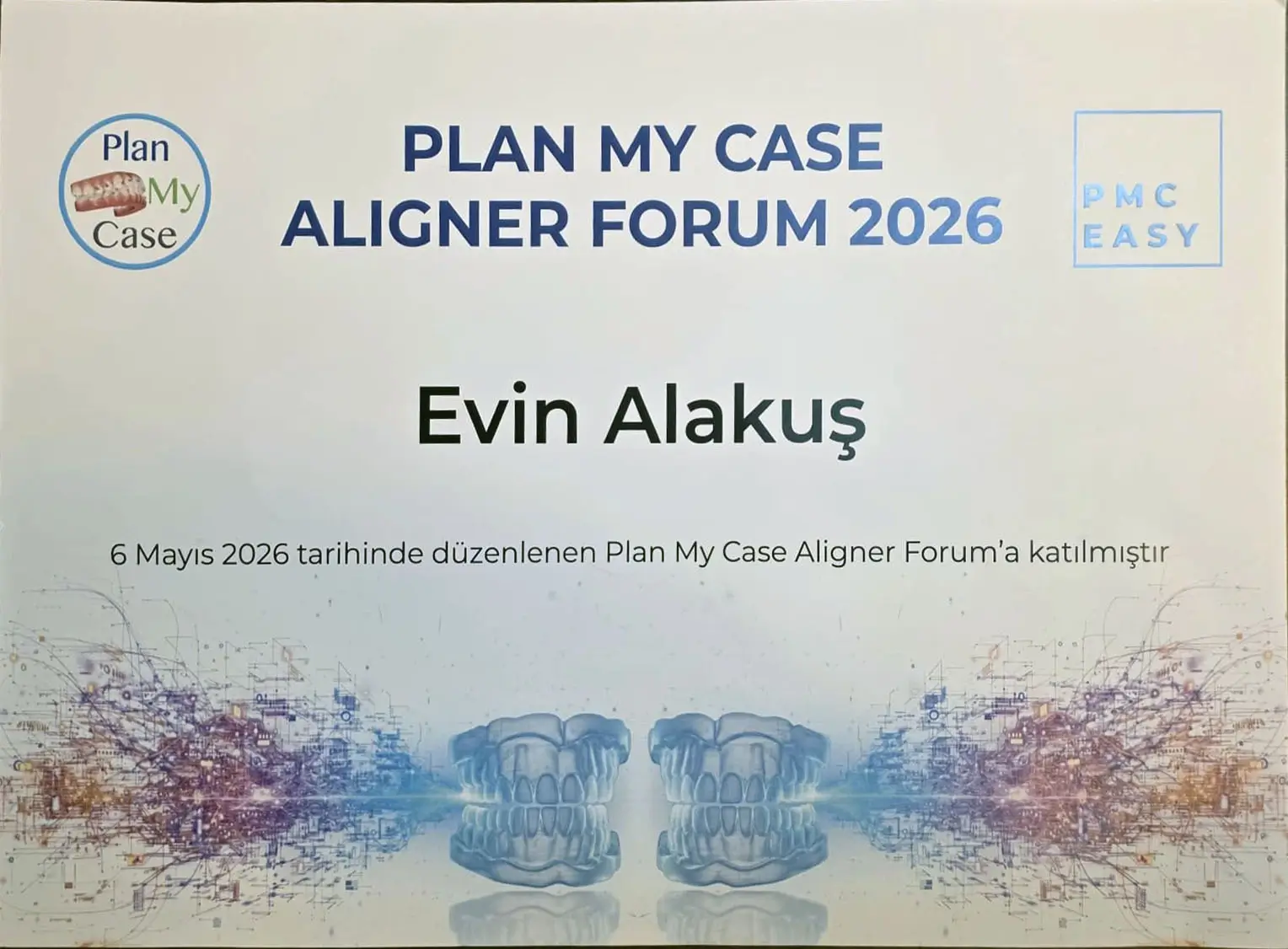 Plan My Case Aligner Forum katılım sertifikası