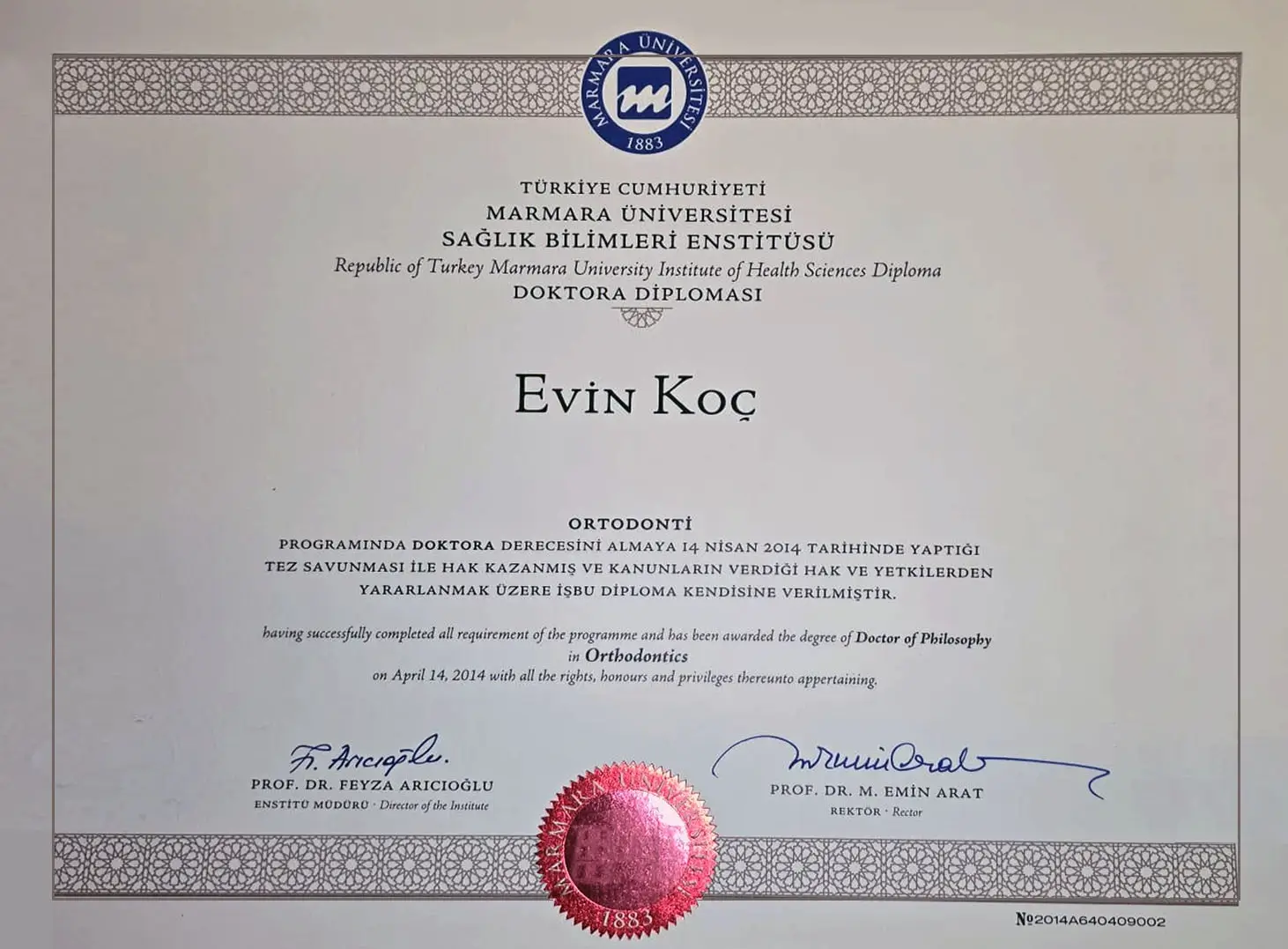 Ortodonti Doktora Diploması